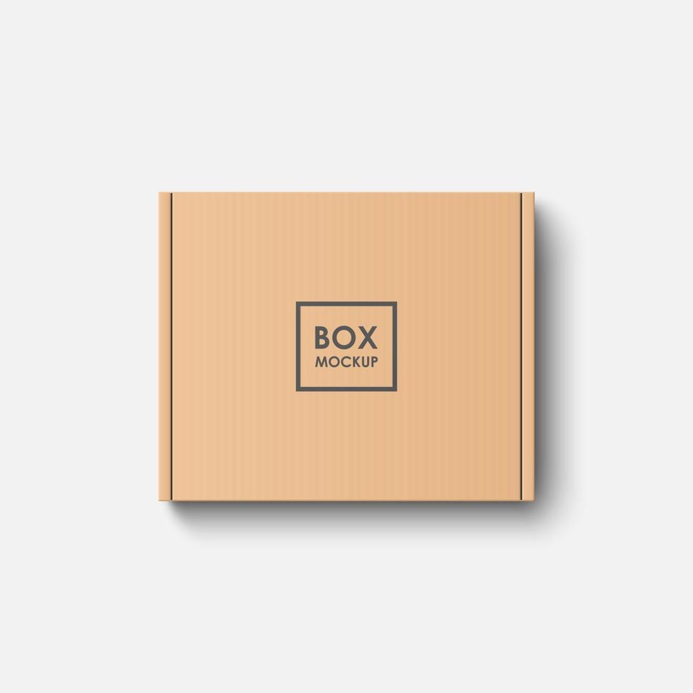 Top view cardboard box mockup isolated on white background vector