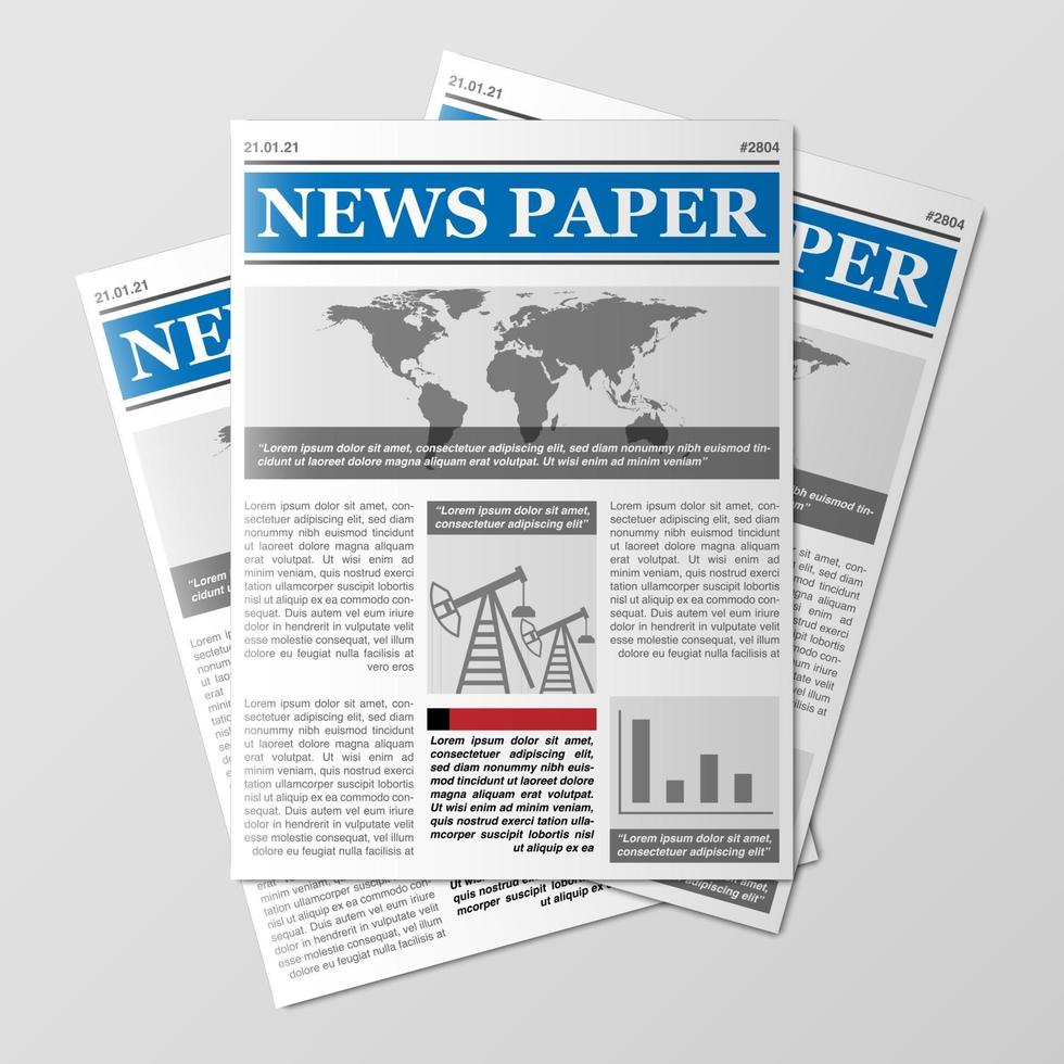 Newspaper stack, World news magazine, paper pile, journal heap vector