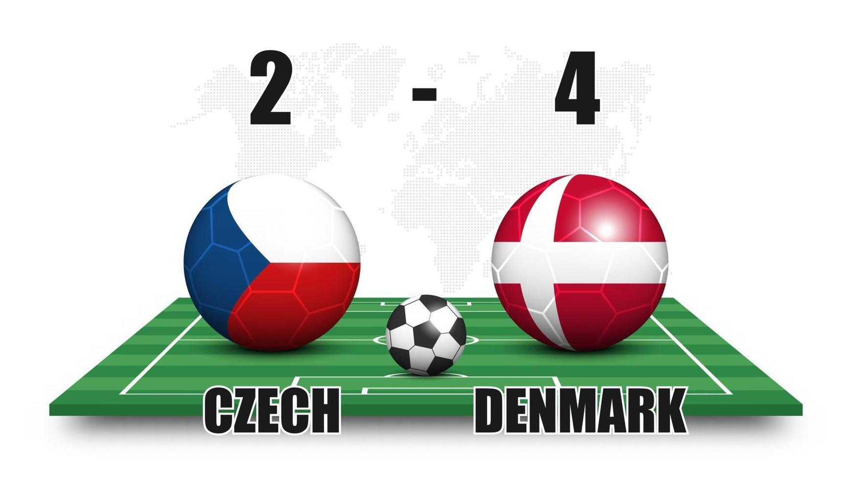 Czech vs Denmark . Soccer ball with national flag pattern vector