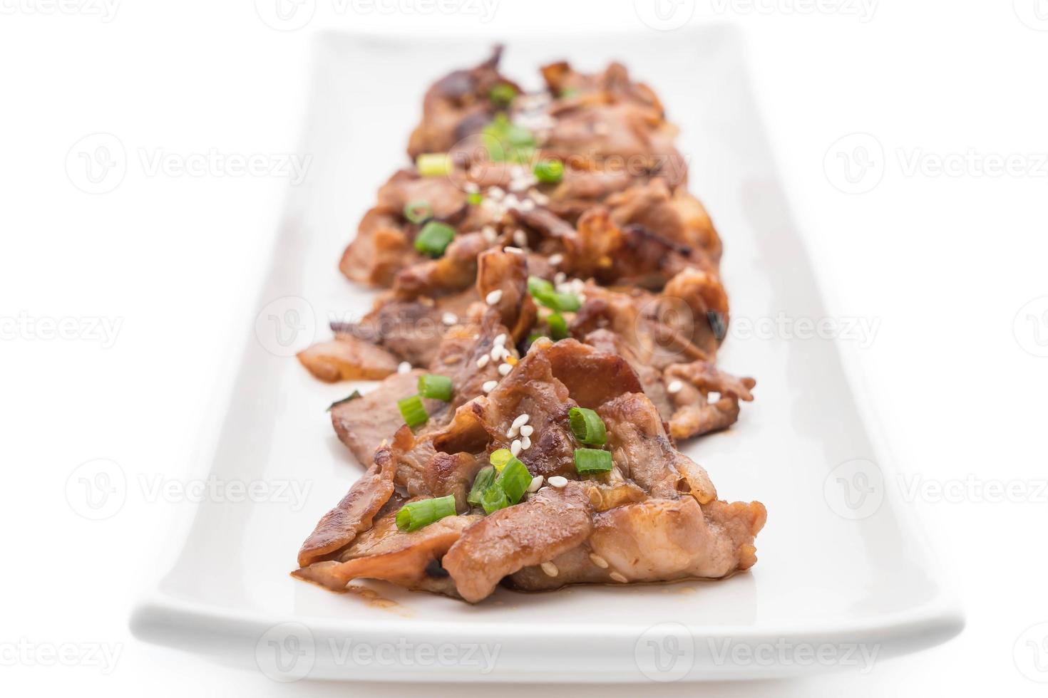 Grilled pork on plate - Korean style photo