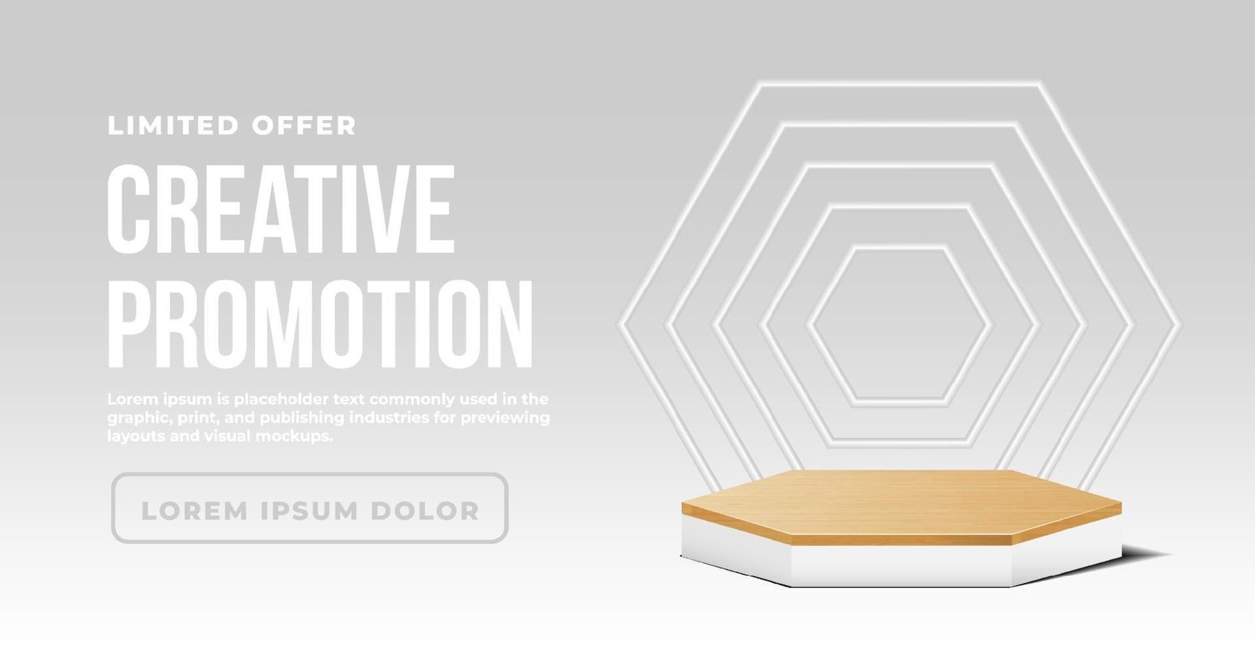 Minimalist banner with wooden podium white vector