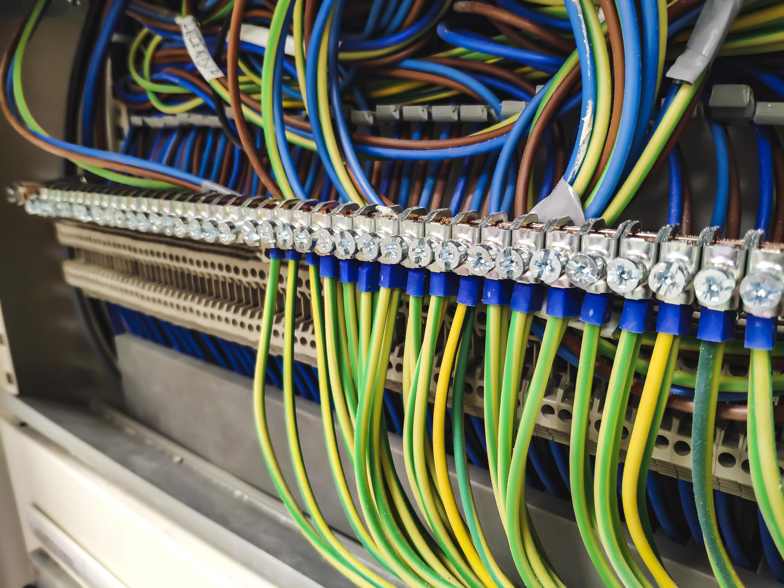 Wiring inside electrical panel 3057722 Stock Photo at Vecteezy