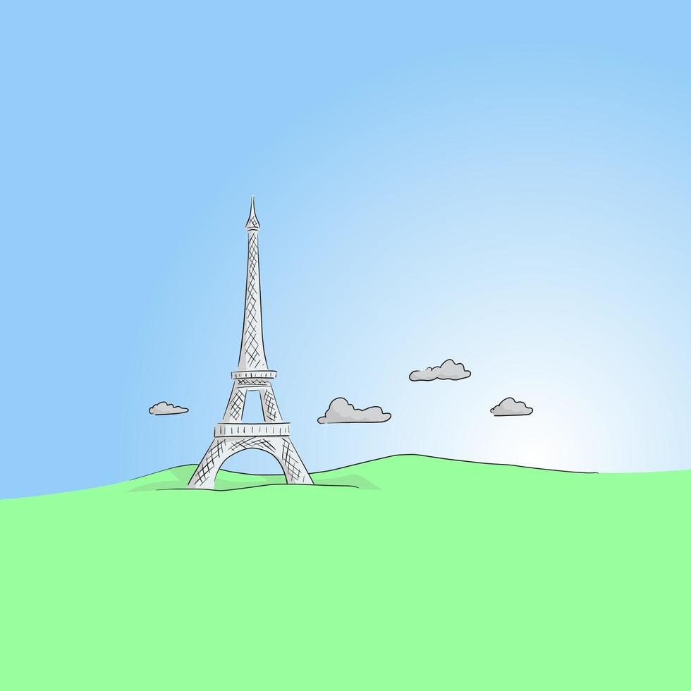 Eiffel Tower on the background vector