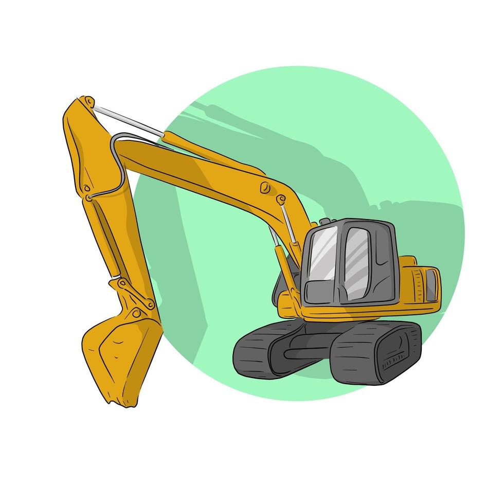 Backhoe loader hand drawn vector