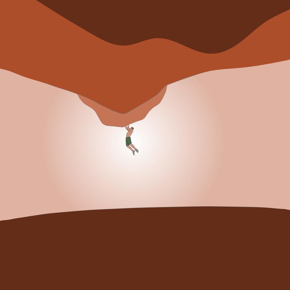 escalador en la cueva sin equipo vector