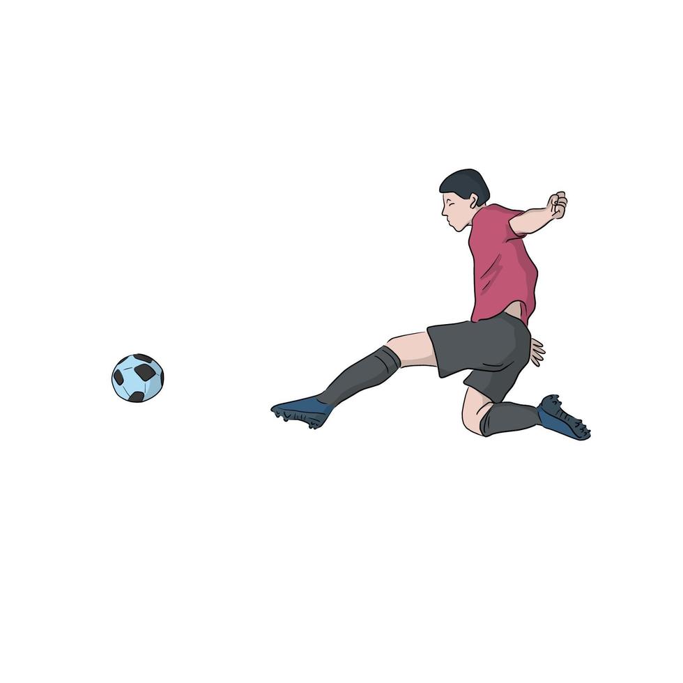 vista lateral, de, futbol, futbolista vector