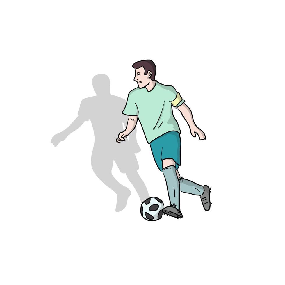 jugador de fútbol masculino con pelota vector