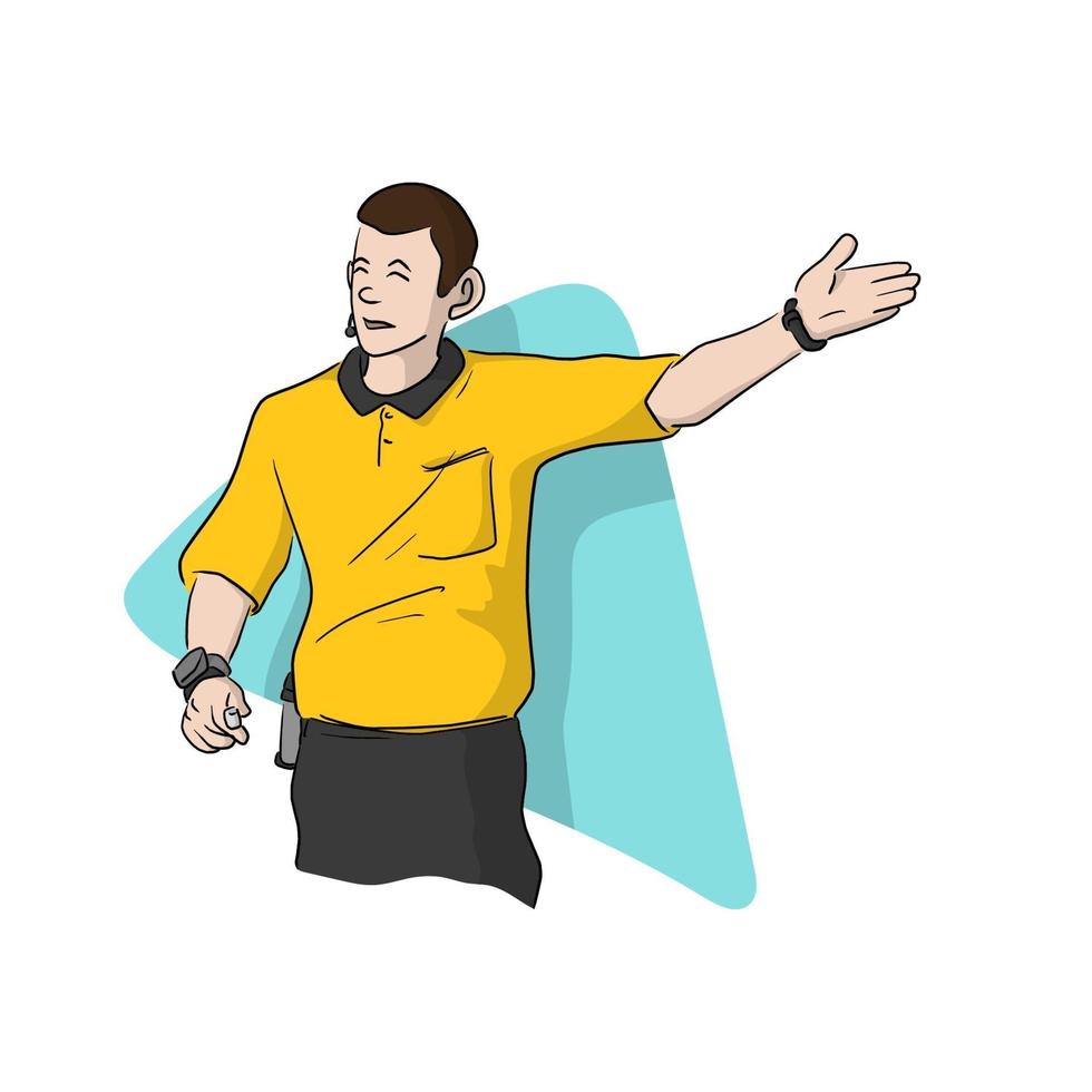 Professional soccer referee hand drawn vector