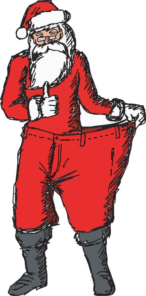 Slim Santa Claus with red loose pants showing vector