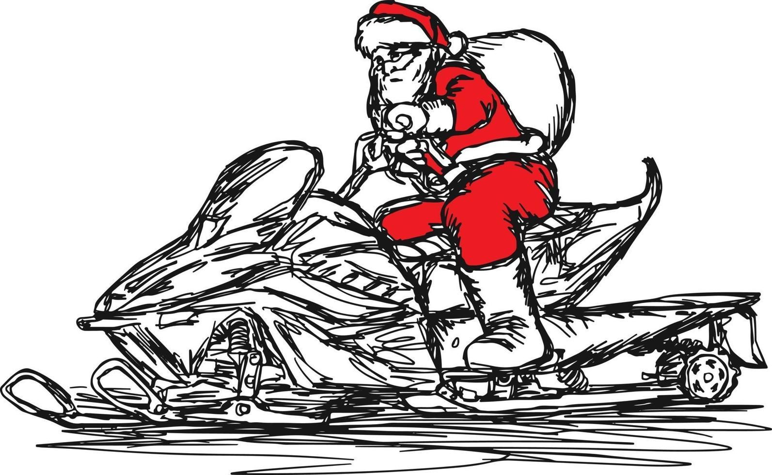 Santa Claus driving snowmobile vector illustration