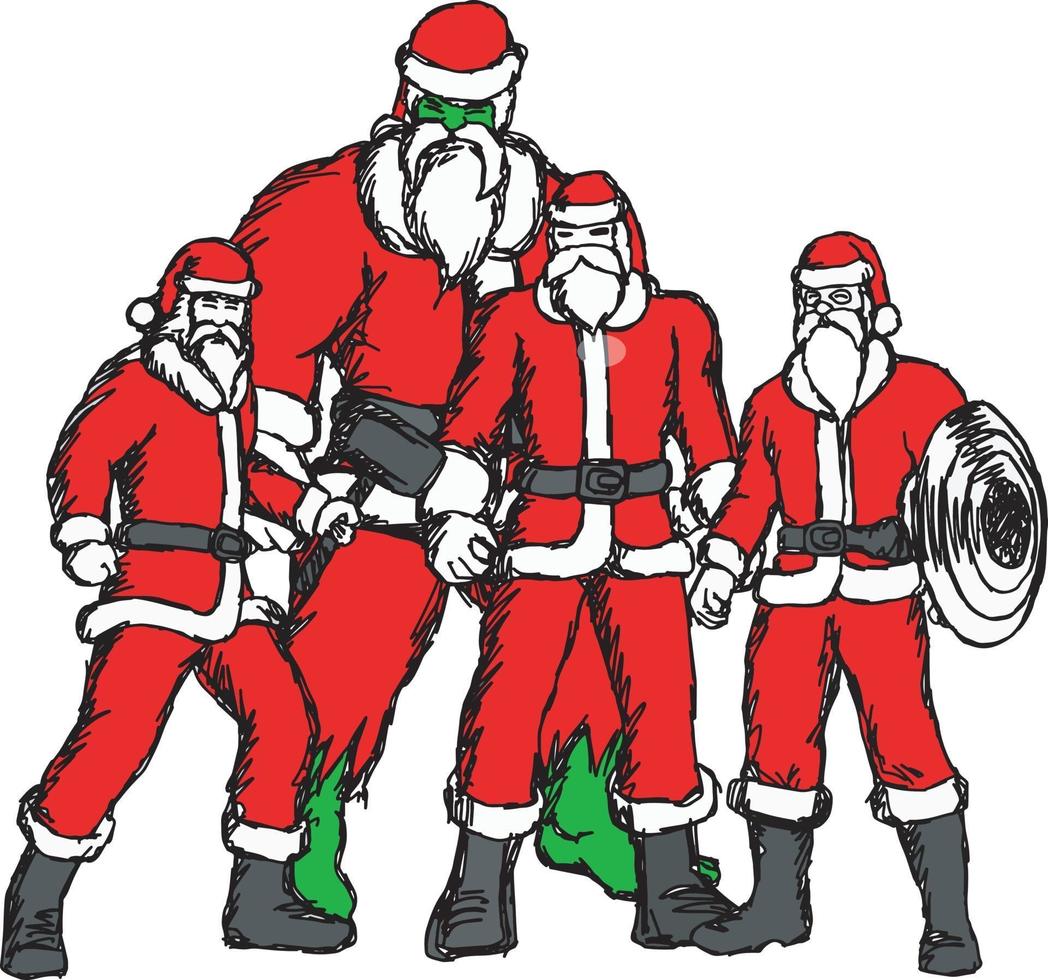 four people in Santa Claus costume vector