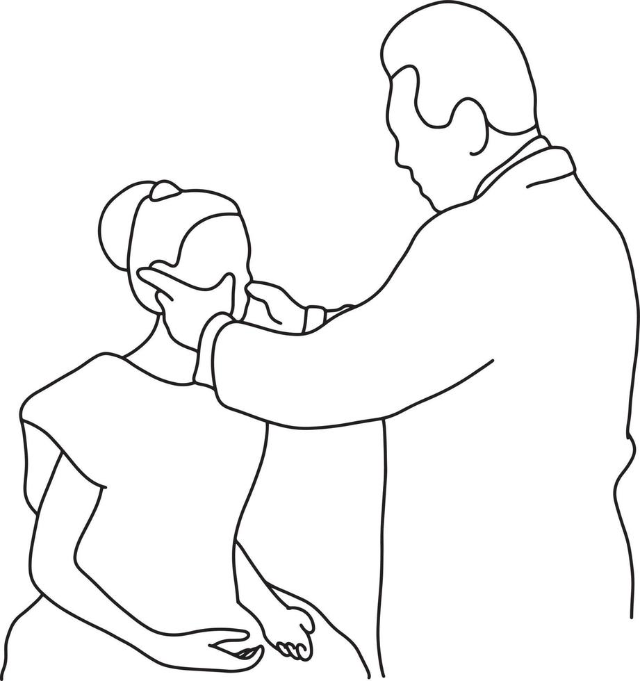 male doctor check up cheeks of female patient vector