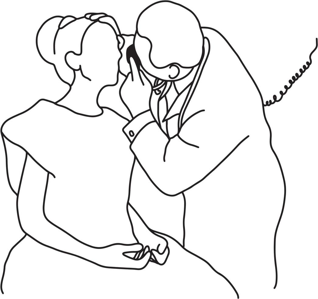 male doctor check up eye of female patient vector