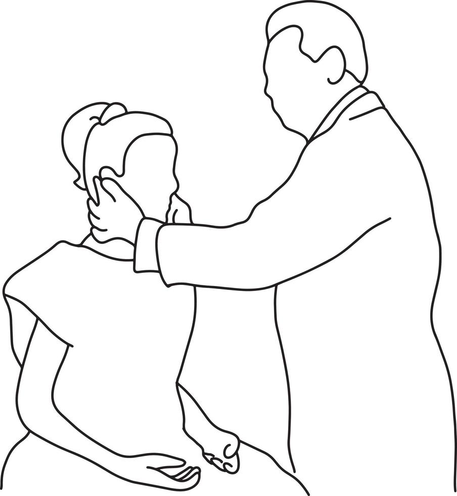 male doctor check up a jaw of female patient vector