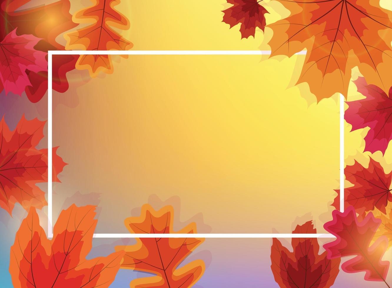 Autumn natural background template with falling leaves vector