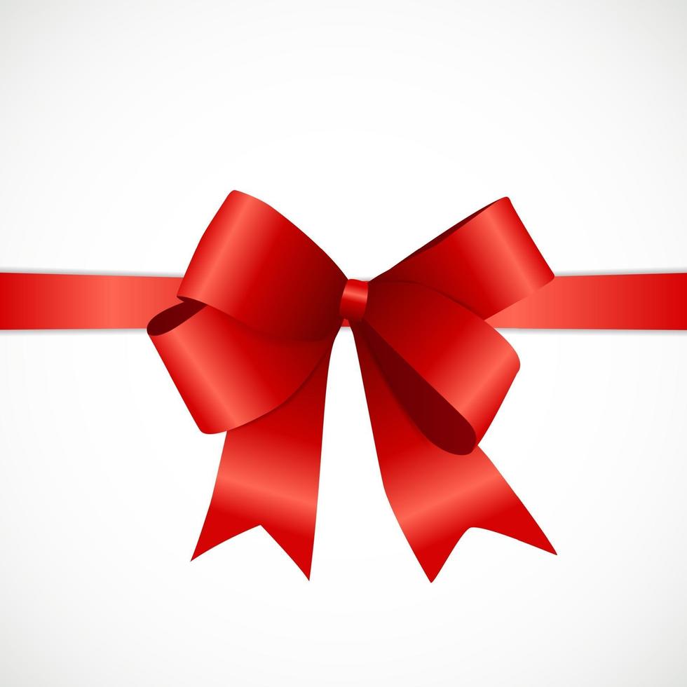 Gift Card with Red Ribbon and Bow. Vector illustration