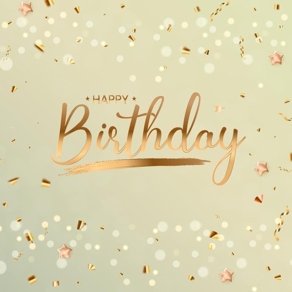 Happy Birthday Background with golden confetti vector