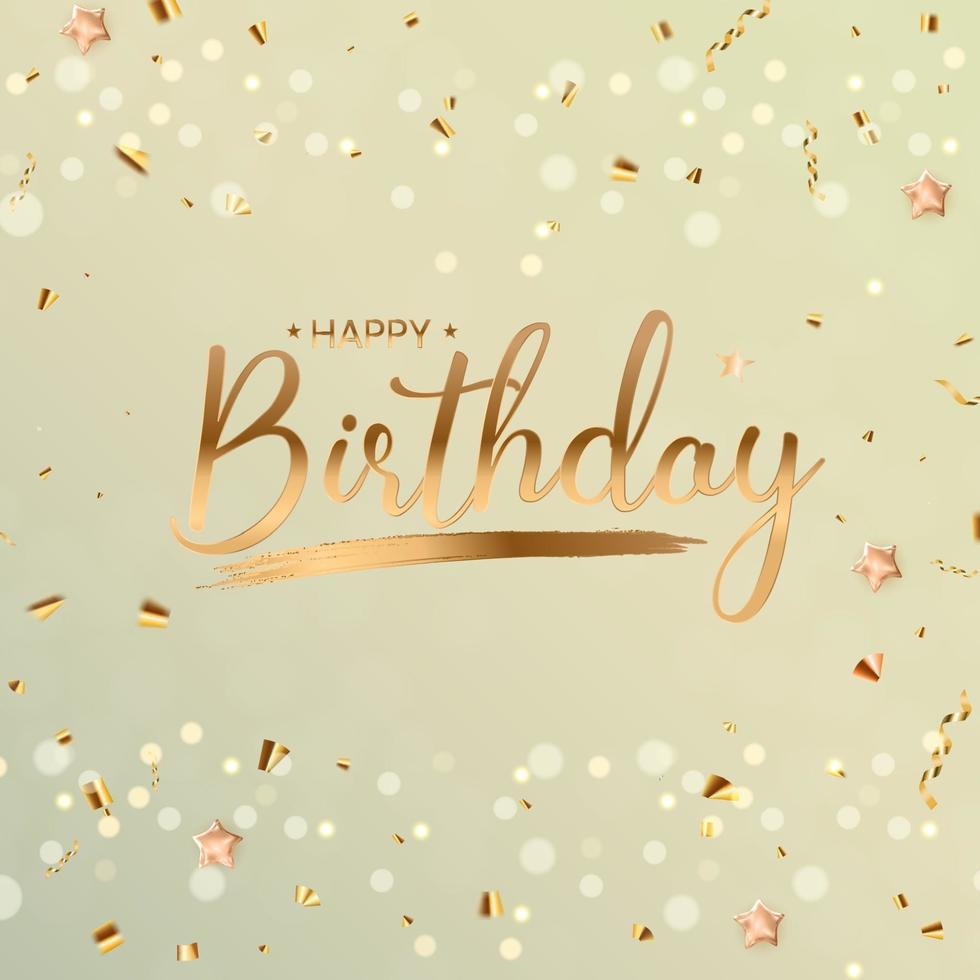 fondo de feliz cumpleaños con confeti dorado vector