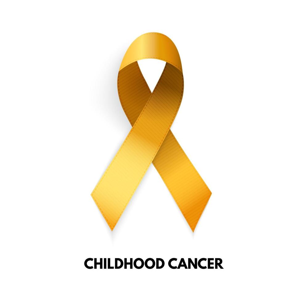 Gold Ribbon. Childhood cancer sign. Vector Illustration