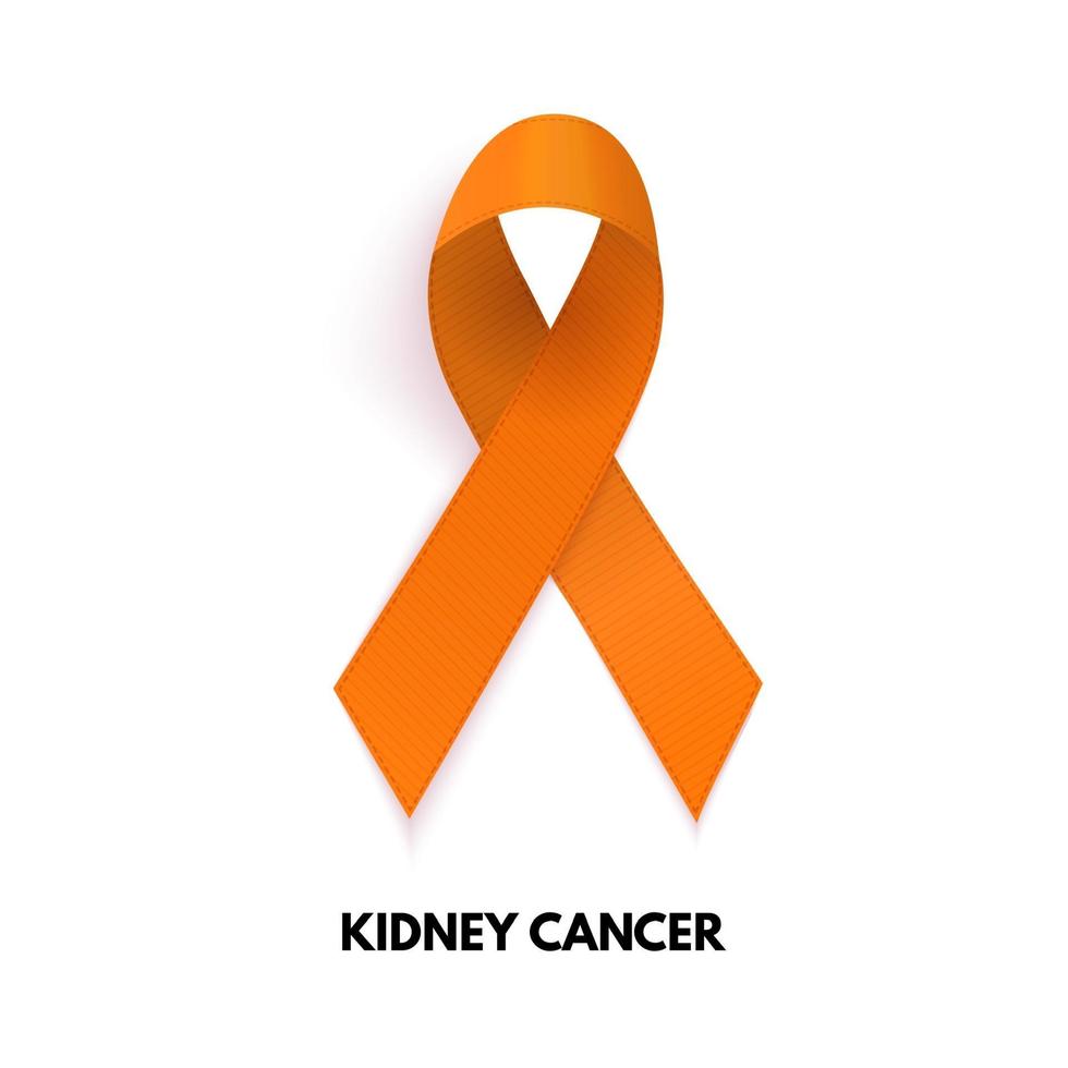 Orange Ribbon. Kidney cancer sign. Vector Illustration