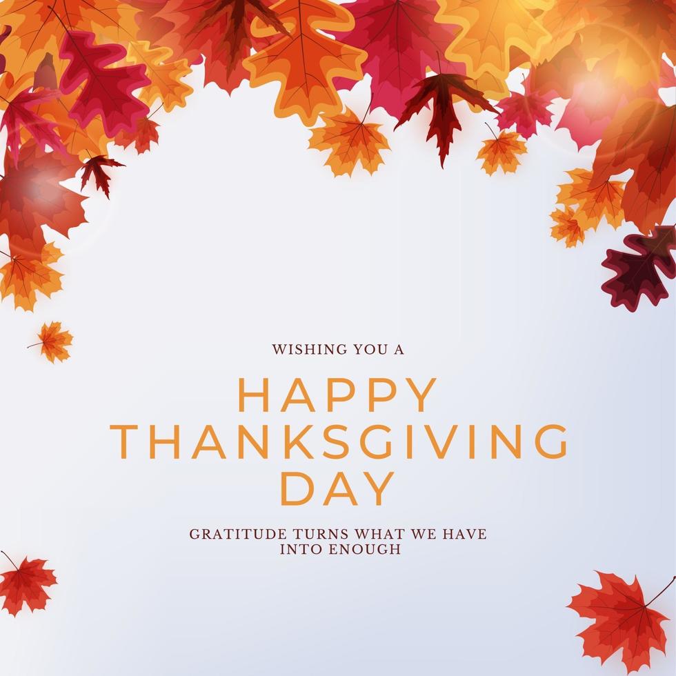 Happy Thanksgiving Holiday Background with Falling Leaves. vector