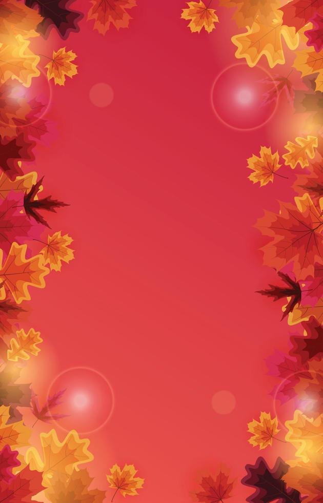 Autumn natural background template with falling leaves vector