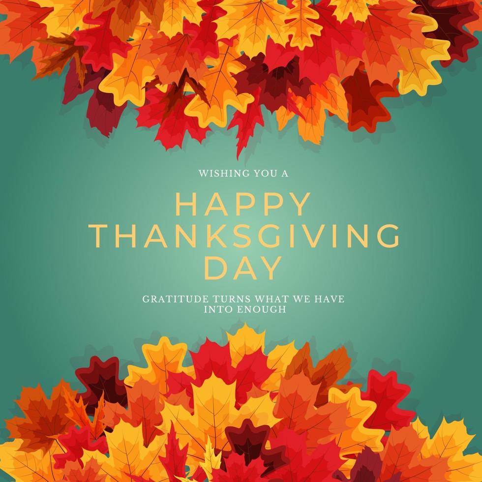 Happy Thanksgiving Holiday Background with Falling Leaves. vector