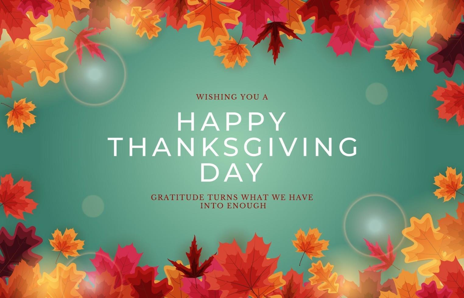 Happy Thanksgiving Holiday Background with Falling Leaves. vector