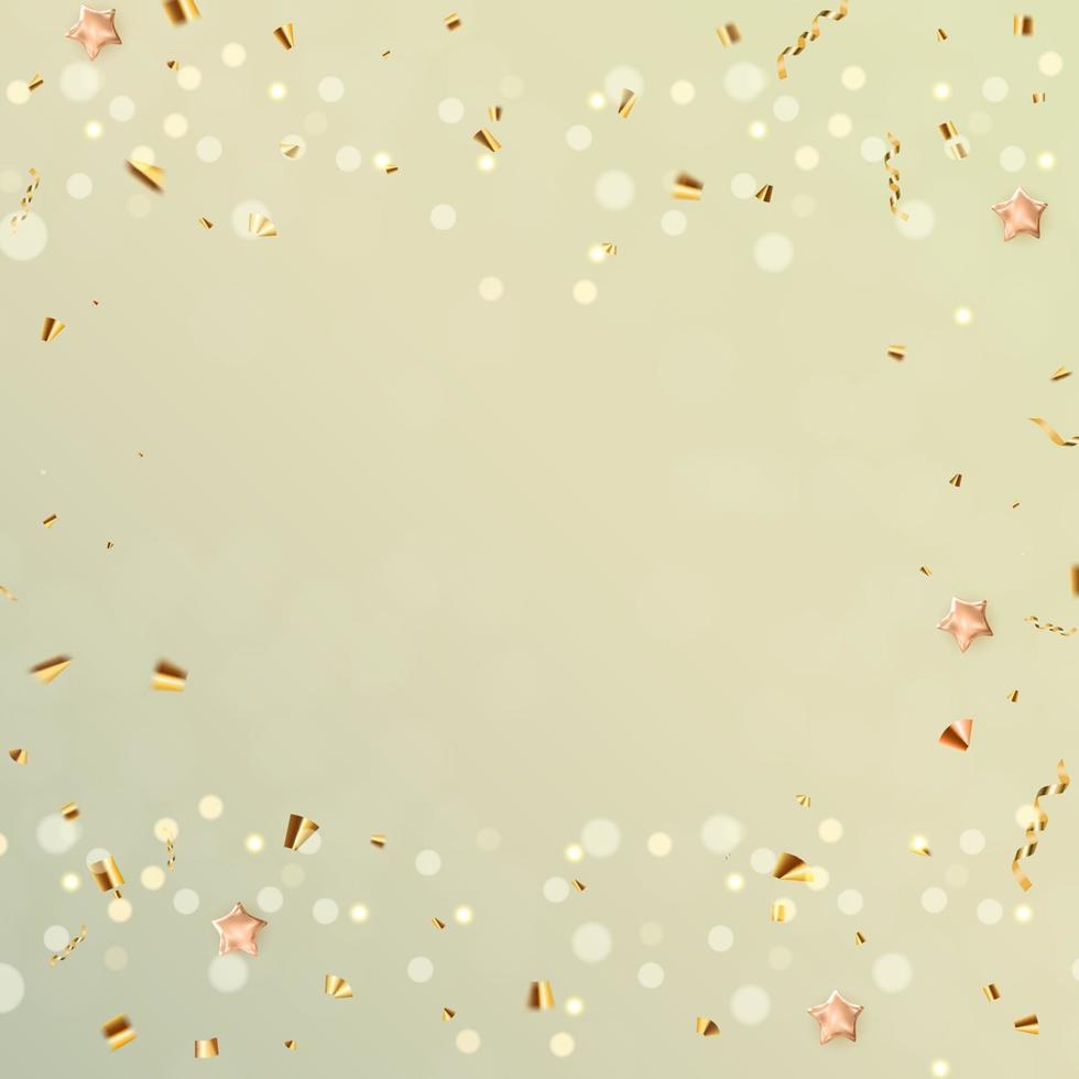 Happy Birthday Background with golden confetti vector