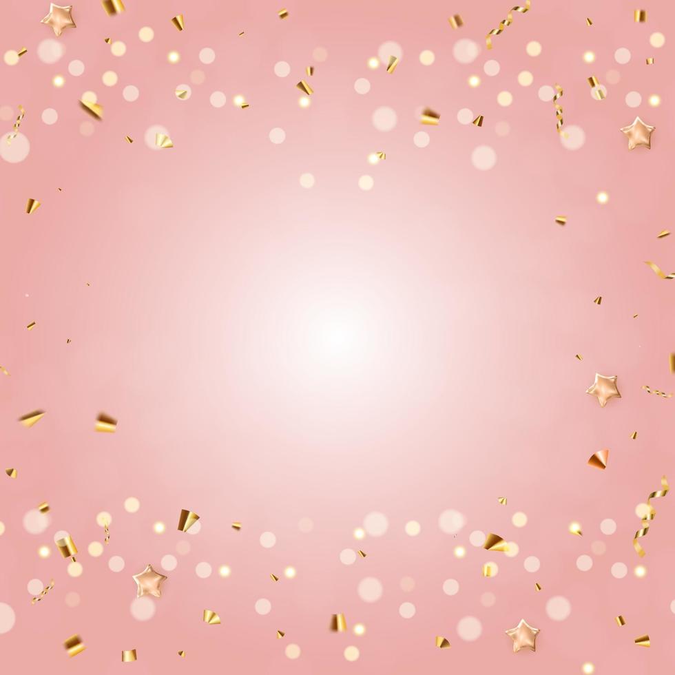 Happy Birthday Background with golden confetti vector