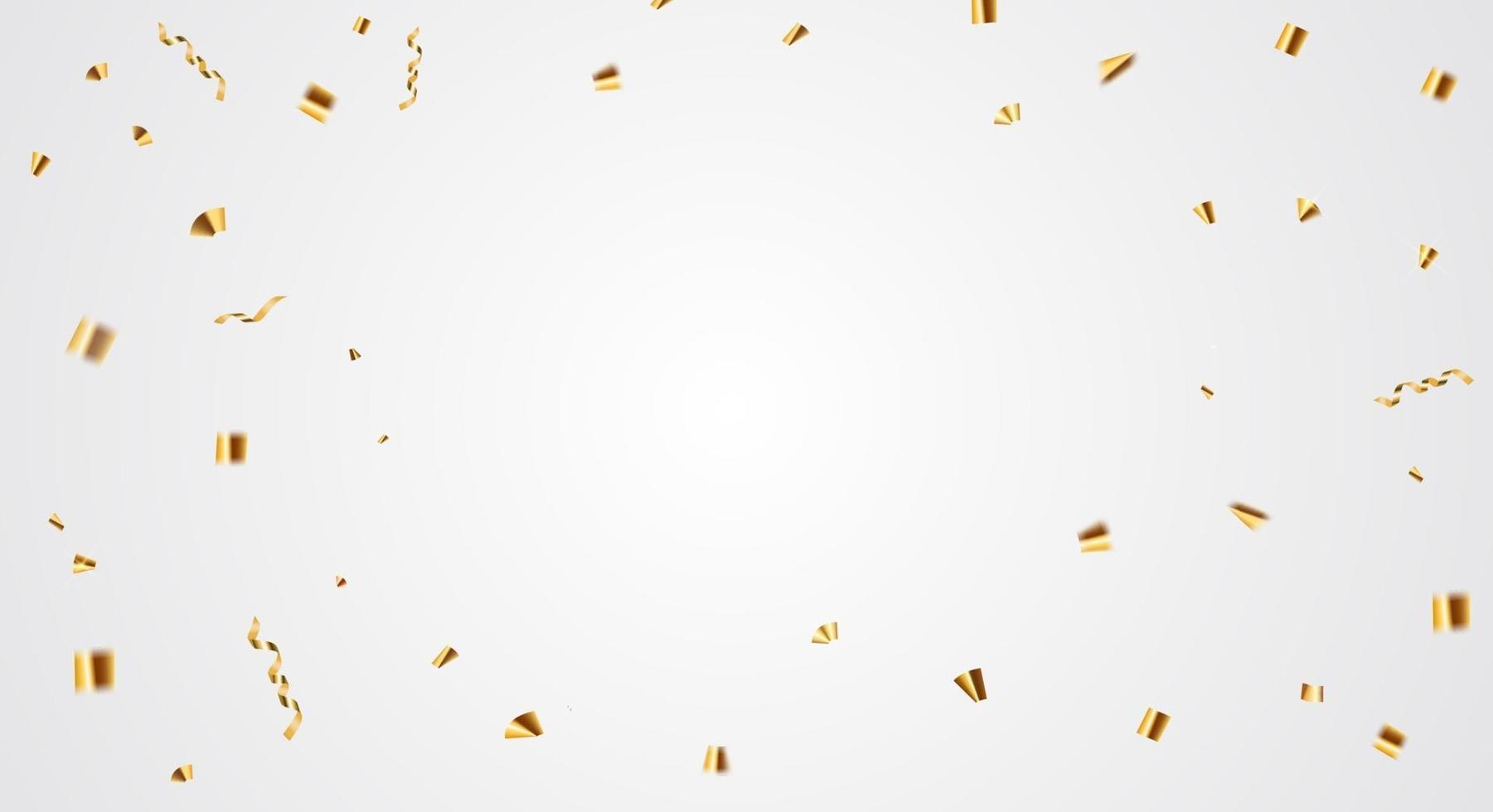 Party holiday background with golden confetti. Vector Illustration