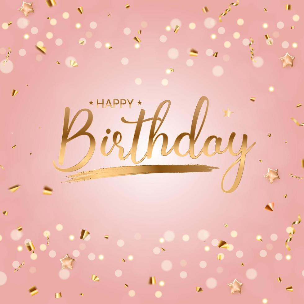 Happy Birthday Background with golden confetti vector