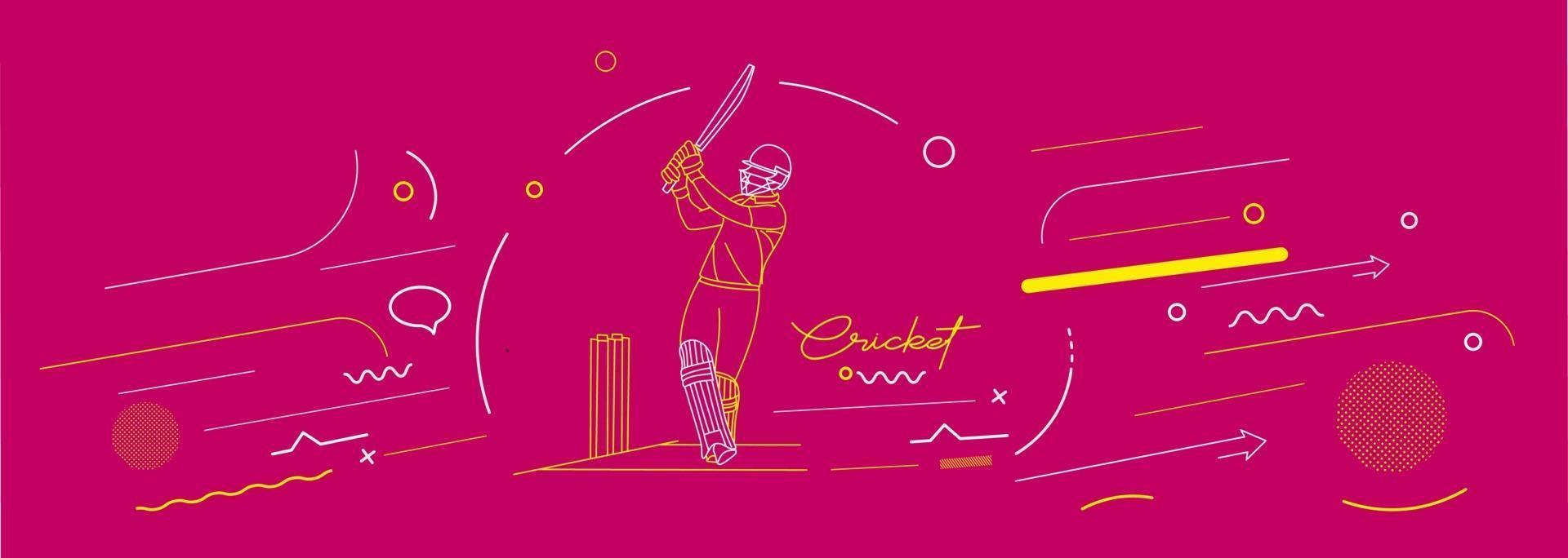 Cricket horizontal banner batsman championship background. vector