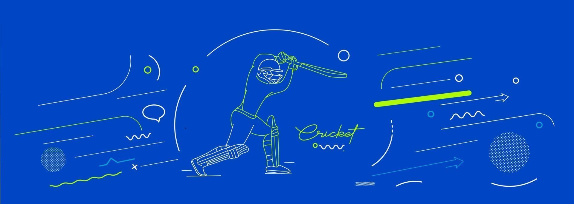 Cricket horizontal banner batsman championship background. vector