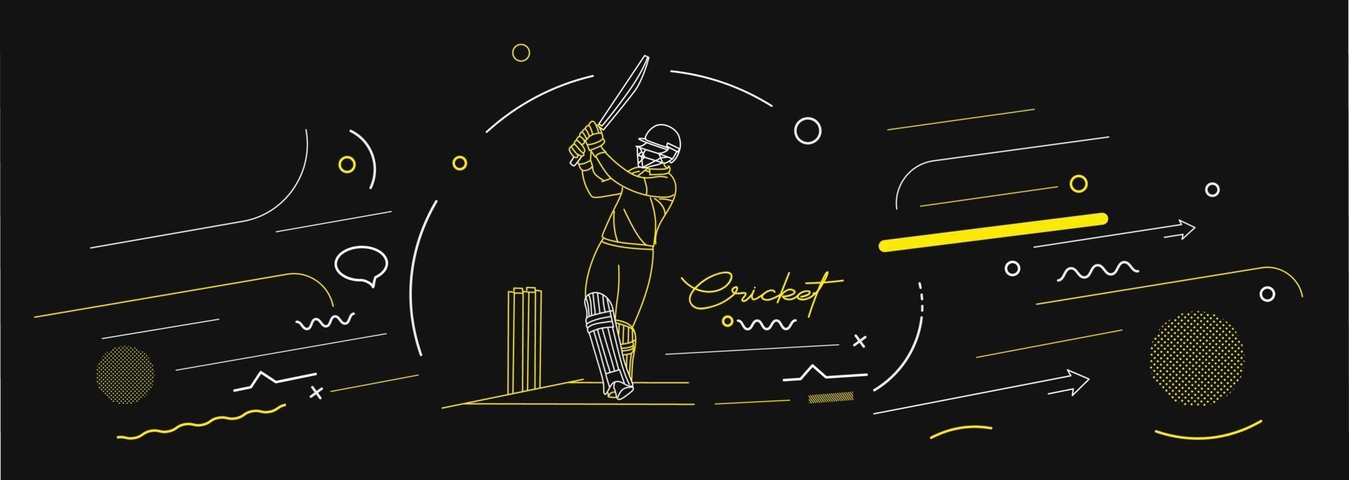 Cricket horizontal banner batsman championship background. vector