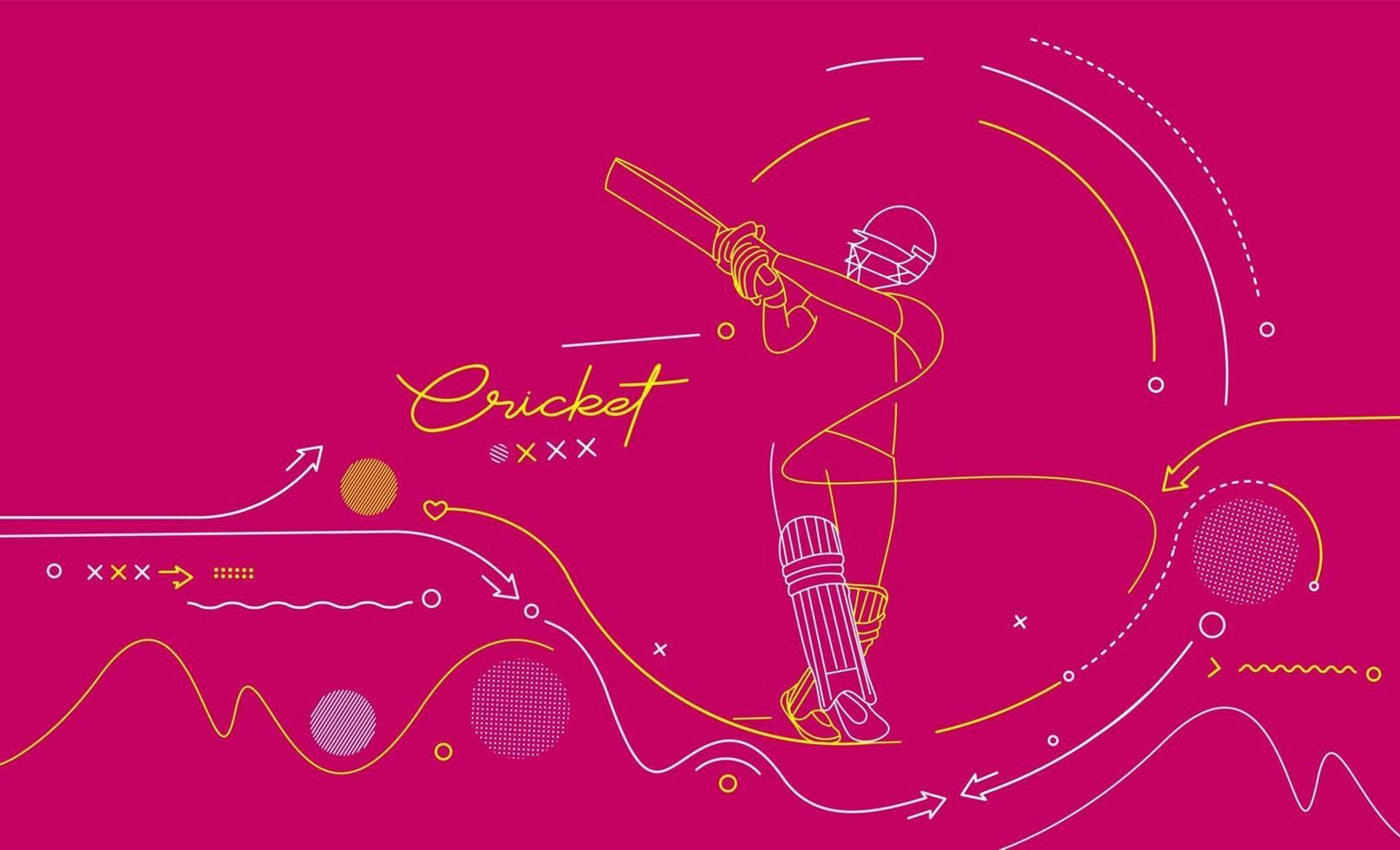 Fondo de campeonato de bateador de banner horizontal de cricket. vector