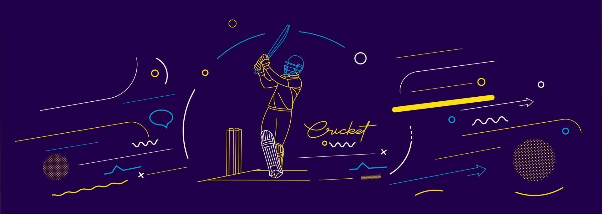 Cricket horizontal banner batsman championship background. vector