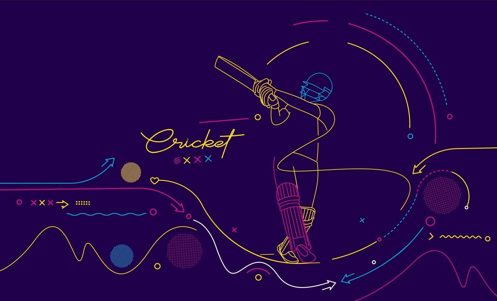 Cricket horizontal banner batsman championship background. vector