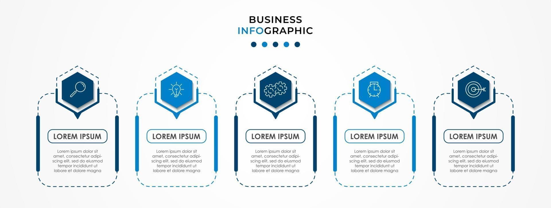 Infographic design template with icons and 5 options or steps vector