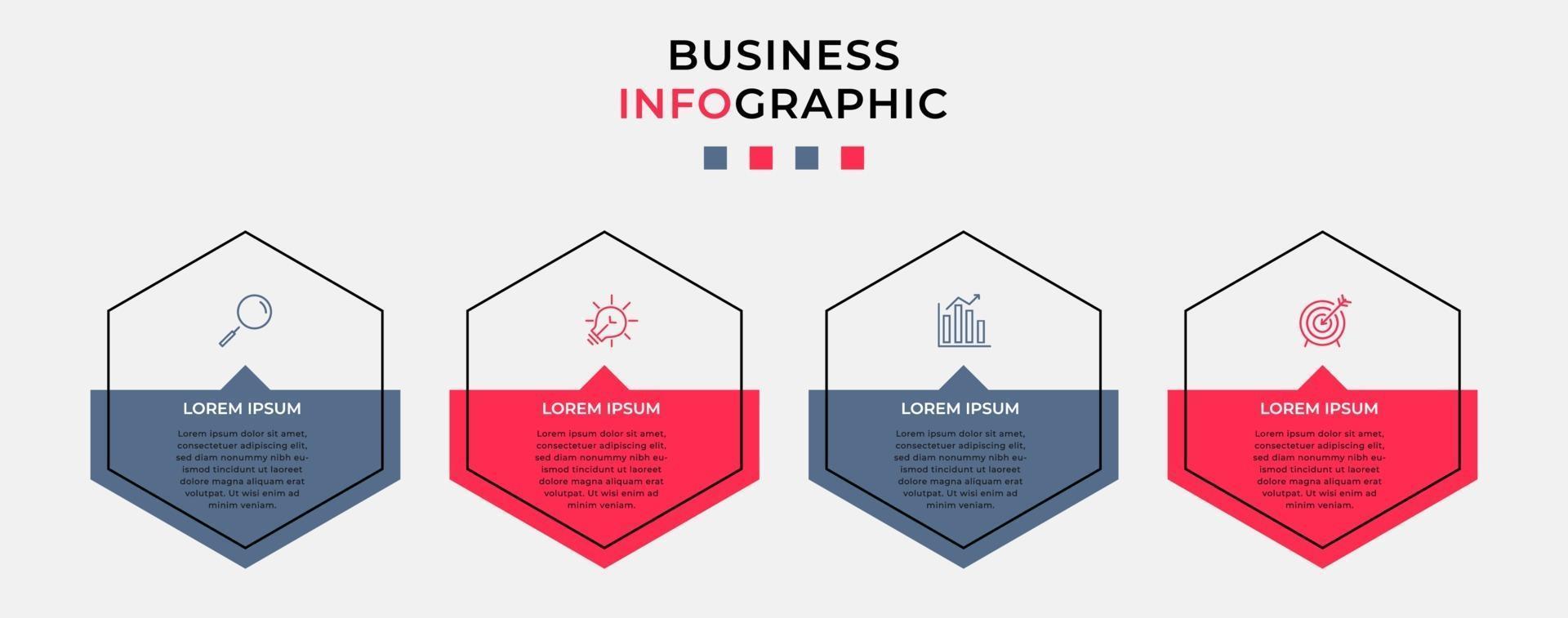 Infographic design template with icons and 4 options or steps vector