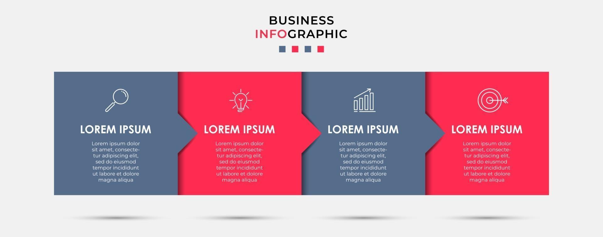 Infographic design template with icons and 4 options or steps vector