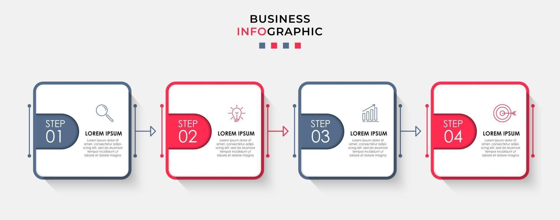 Infographic design template with icons and 4 options or steps vector