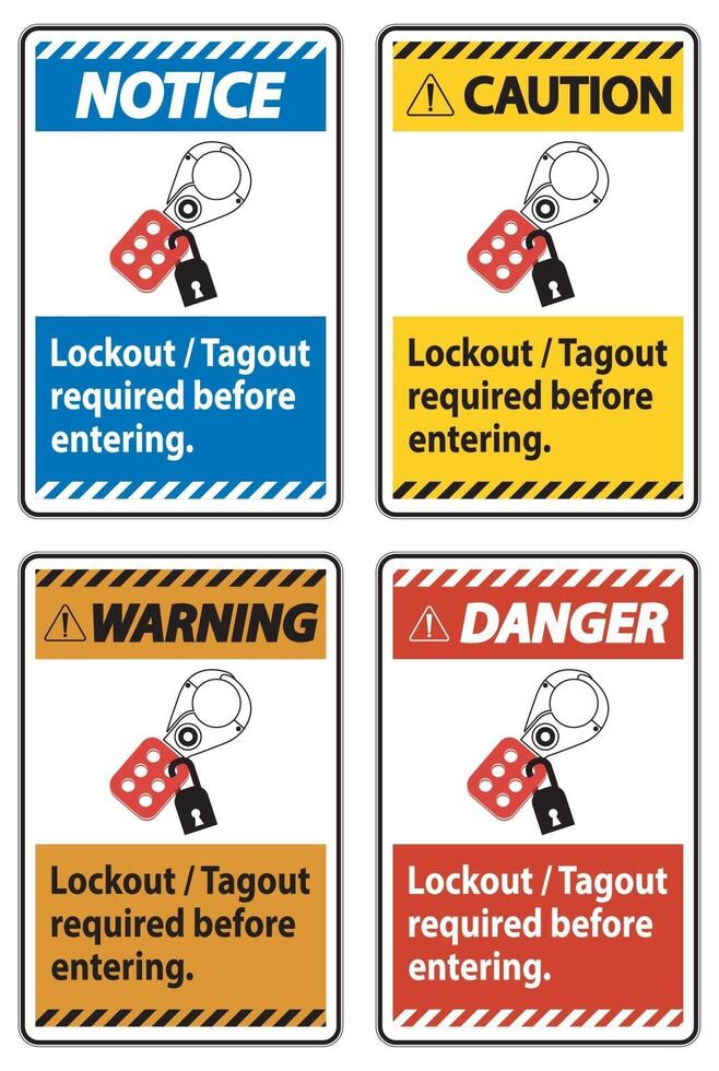 Warning Sign Lockout ,Tagout Required Before Entering vector