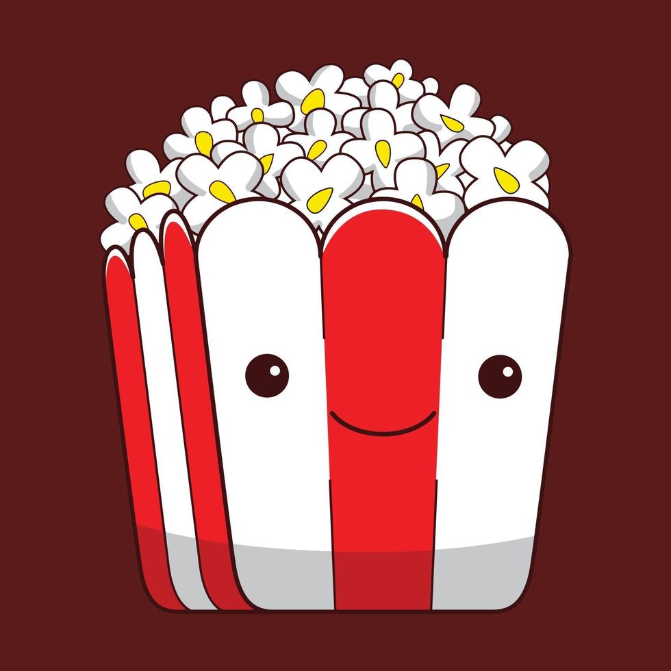 cute popcorn character in flat design style vector