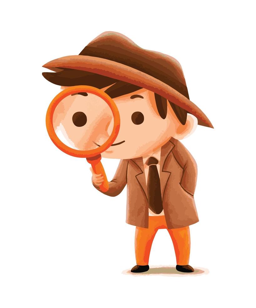 detective de niños en estilo de personaje lindo vector