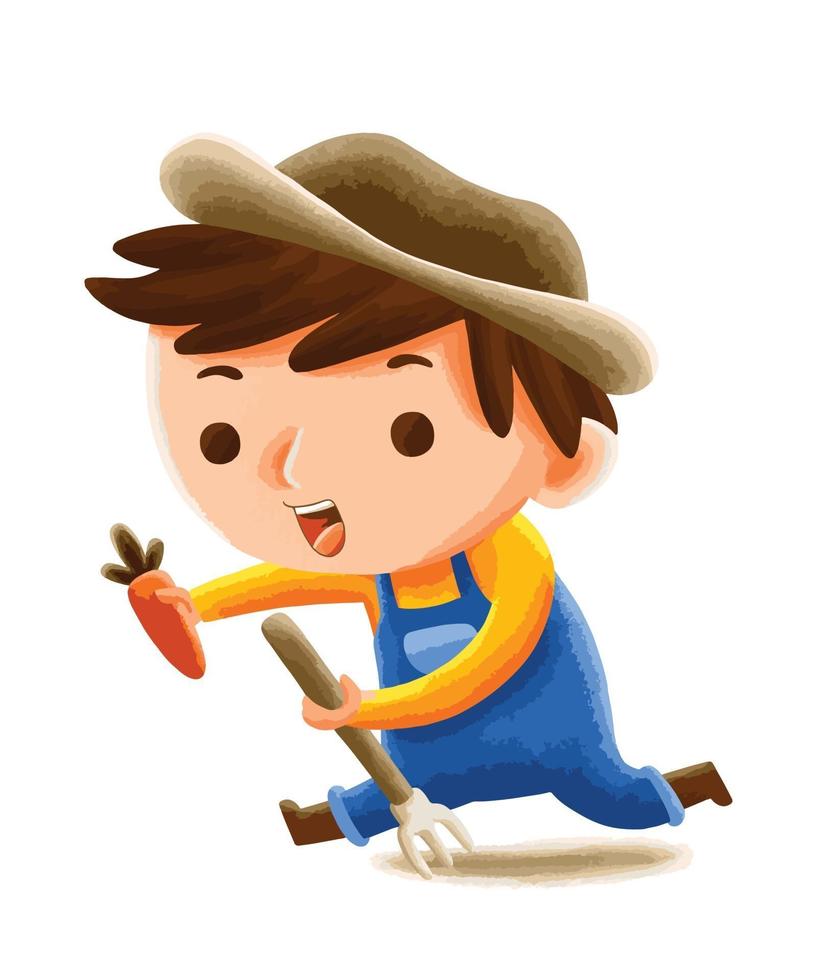 kids farmer in cute character style vector