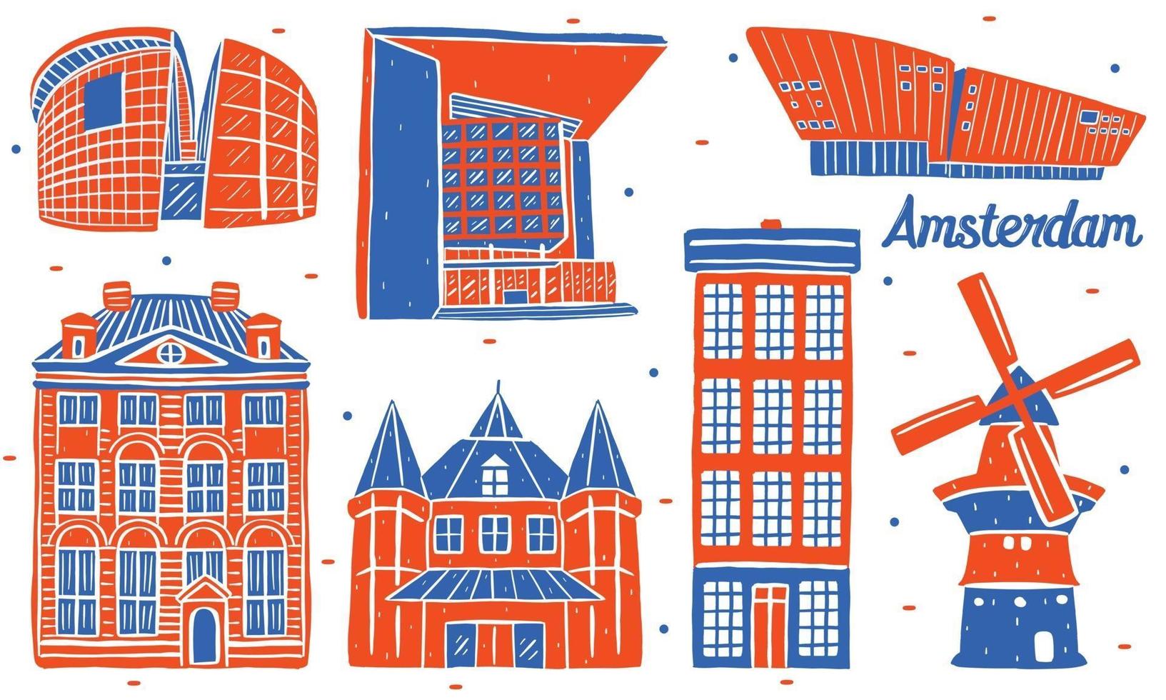 amsterdam landmark in flat design style vector
