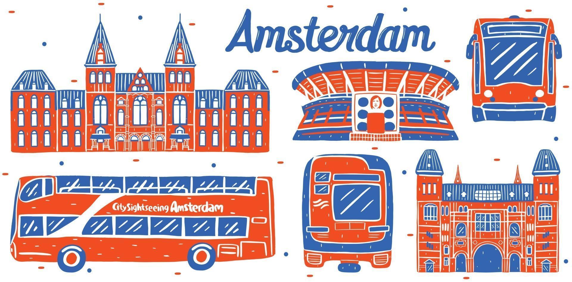 amsterdam landmark in flat design style vector