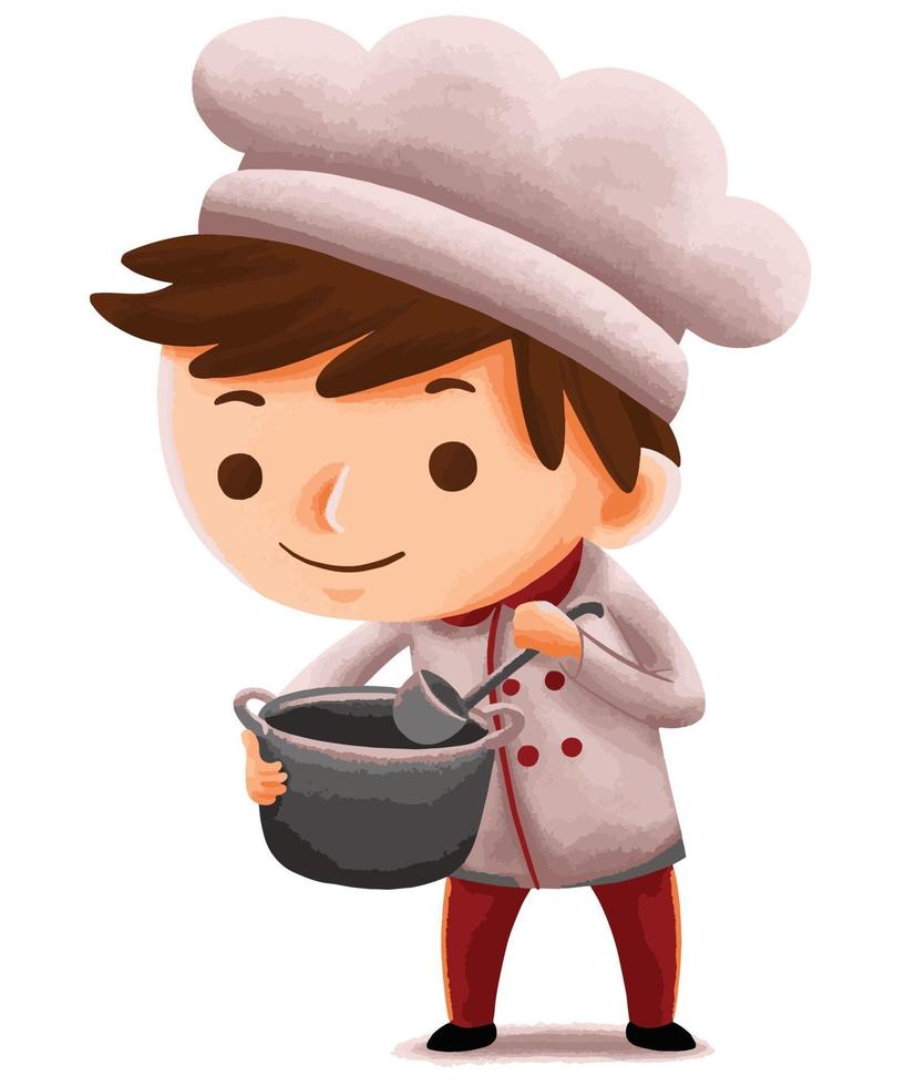 chef de niños en estilo de personaje lindo vector