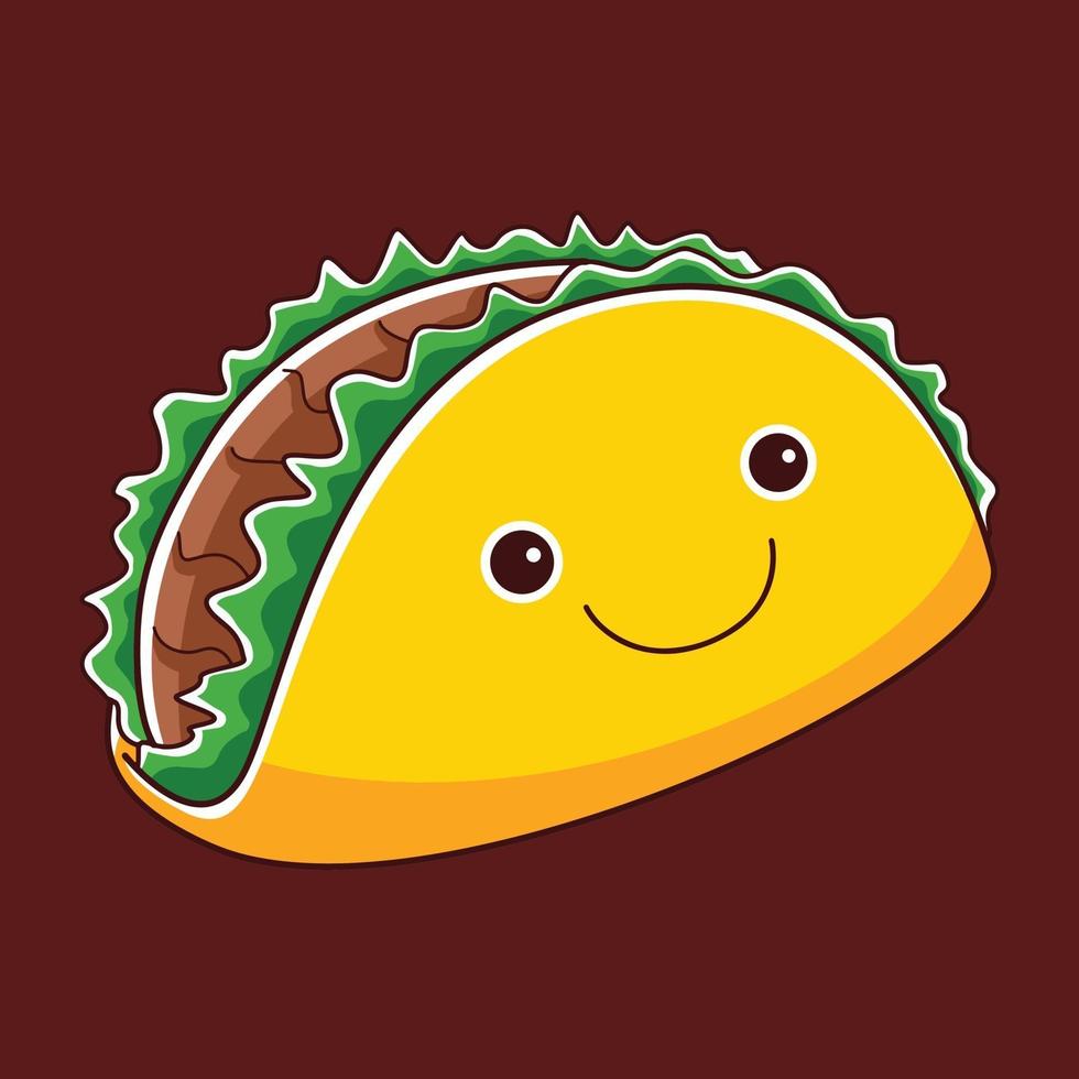 lindo personaje de taco en estilo de diseño plano vector